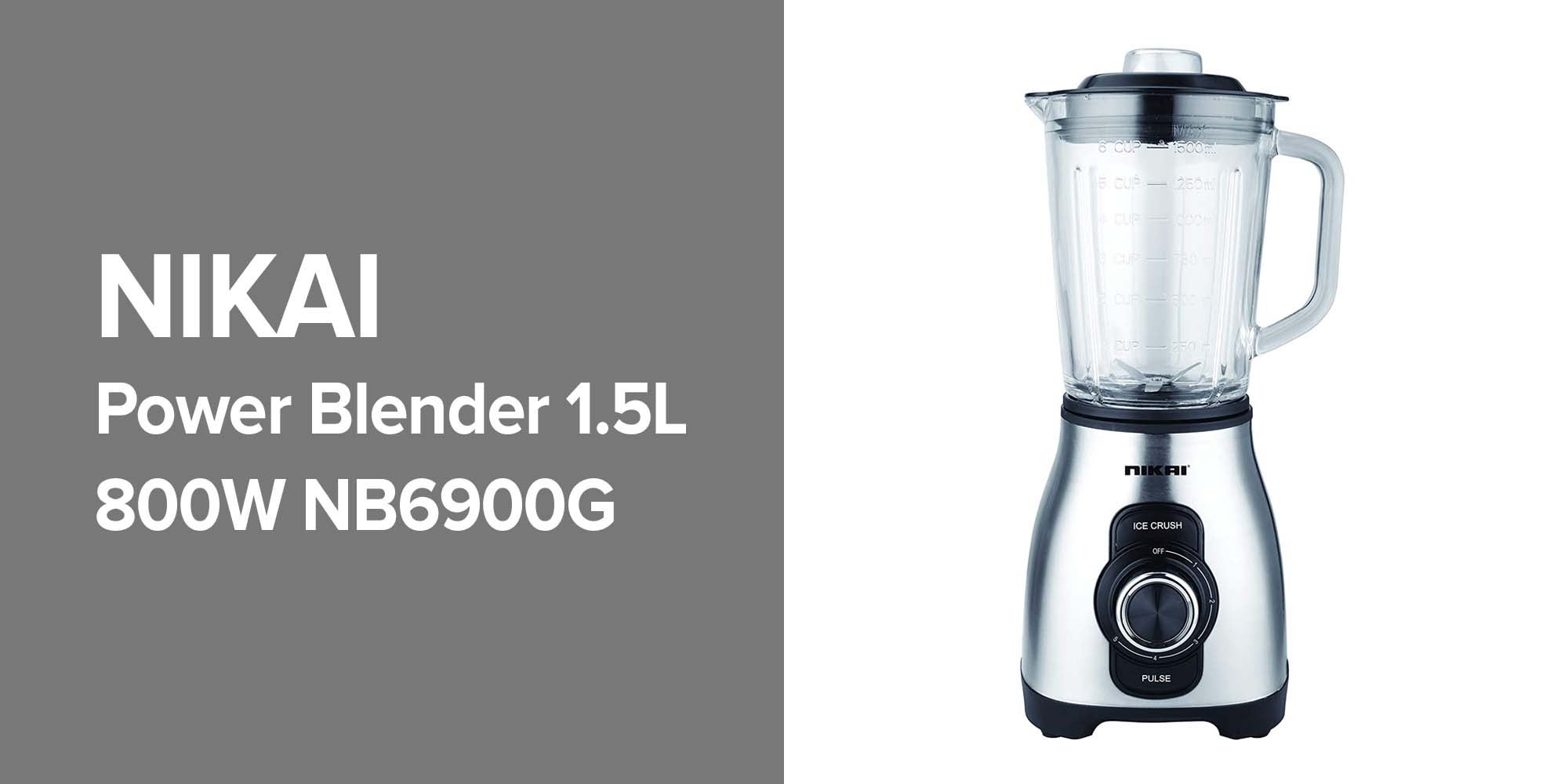 Power Blender With Ice Crushing Function And Glass Jar 1.5 L 800.0 W NB6900G Silver/Clear