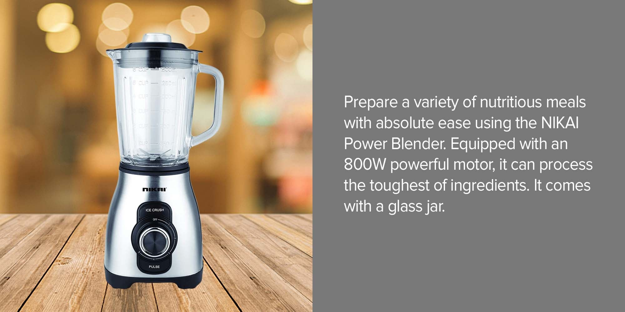 Power Blender With Ice Crushing Function And Glass Jar 1.5 L 800.0 W NB6900G Silver/Clear