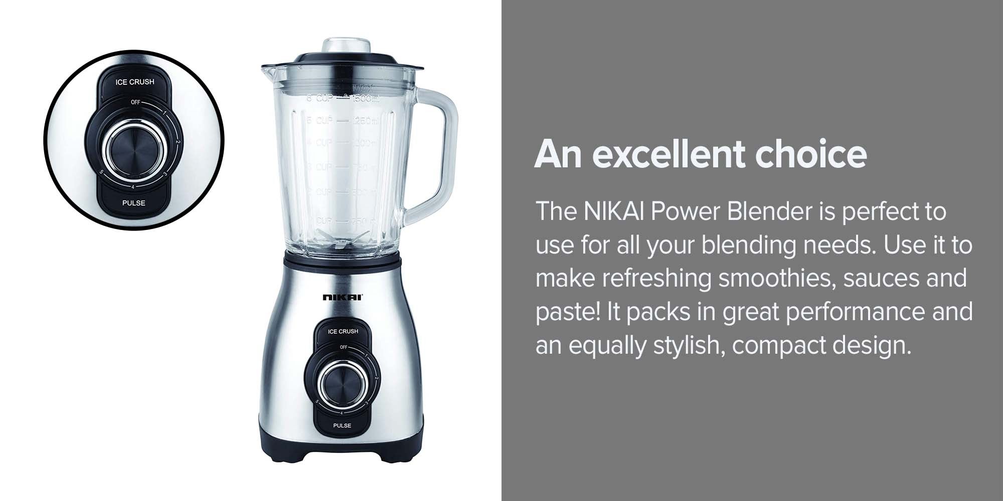 Power Blender With Ice Crushing Function And Glass Jar 1.5 L 800.0 W NB6900G Silver/Clear