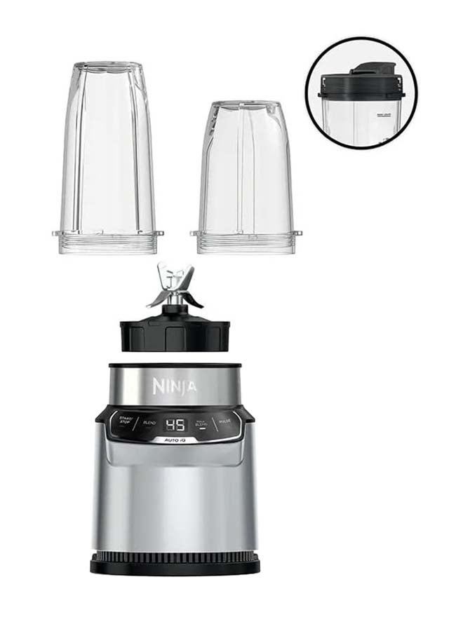 Blender With 2 Automatic Programs: Blend & Max Blend, Pulse Setting, 2x 700ml Cups With Spout Lids, Dishwasher Safe Parts, Smoothie Maker, Auto-iQ 700 ml 1000 W BN500ME Silver