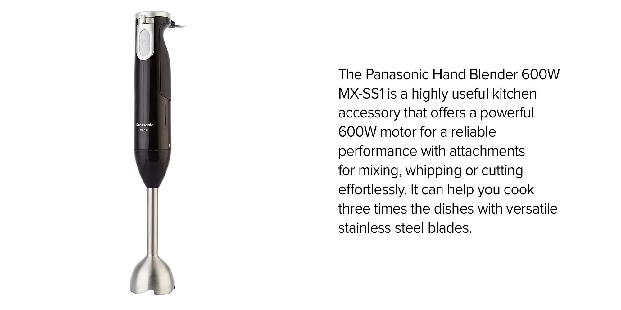 Hand Blender, 600W, 4 Unique-Shaped Blades, Chopper And Whisk Attachment, 0.7LBlending Beaker Bowl, Easy And Convenient MX-SS1 Black/Silver