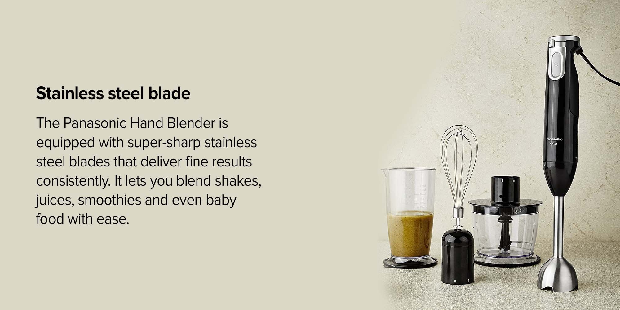 Hand Blender, 600W, 4 Unique-Shaped Blades, Chopper And Whisk Attachment, 0.7LBlending Beaker Bowl, Easy And Convenient MX-SS1 Black/Silver