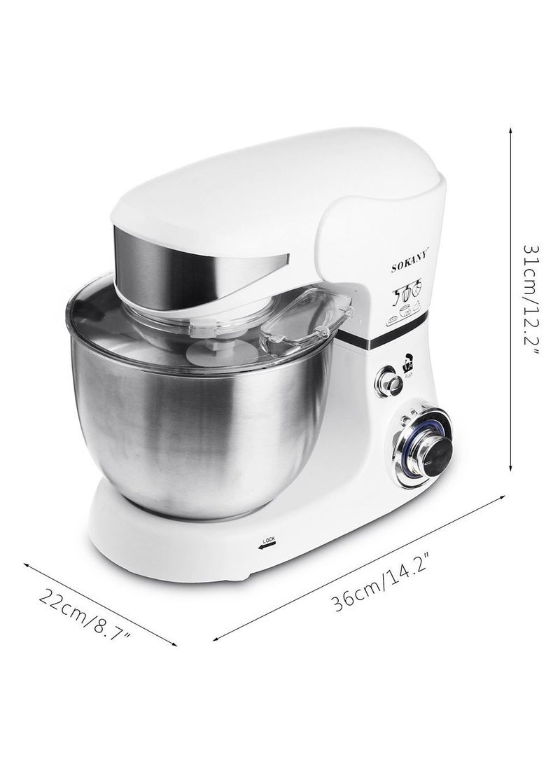 Stand Mixer, 5 liters, 1000 watts, Multi-function Kitchen Machine, with Lid Splash-Proof SC-206 White