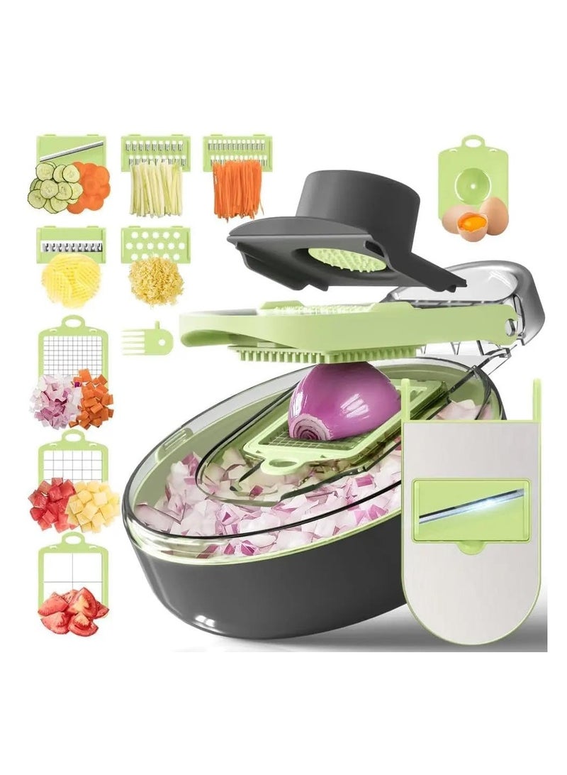 Premium Vegetable Chopper, Pro Onion Chopper,9 in 1 Multifunctional Vegetable Slicer, Cutter, Shredders, Slicer With Basket Fruit Potato Chopper Carrot Grater