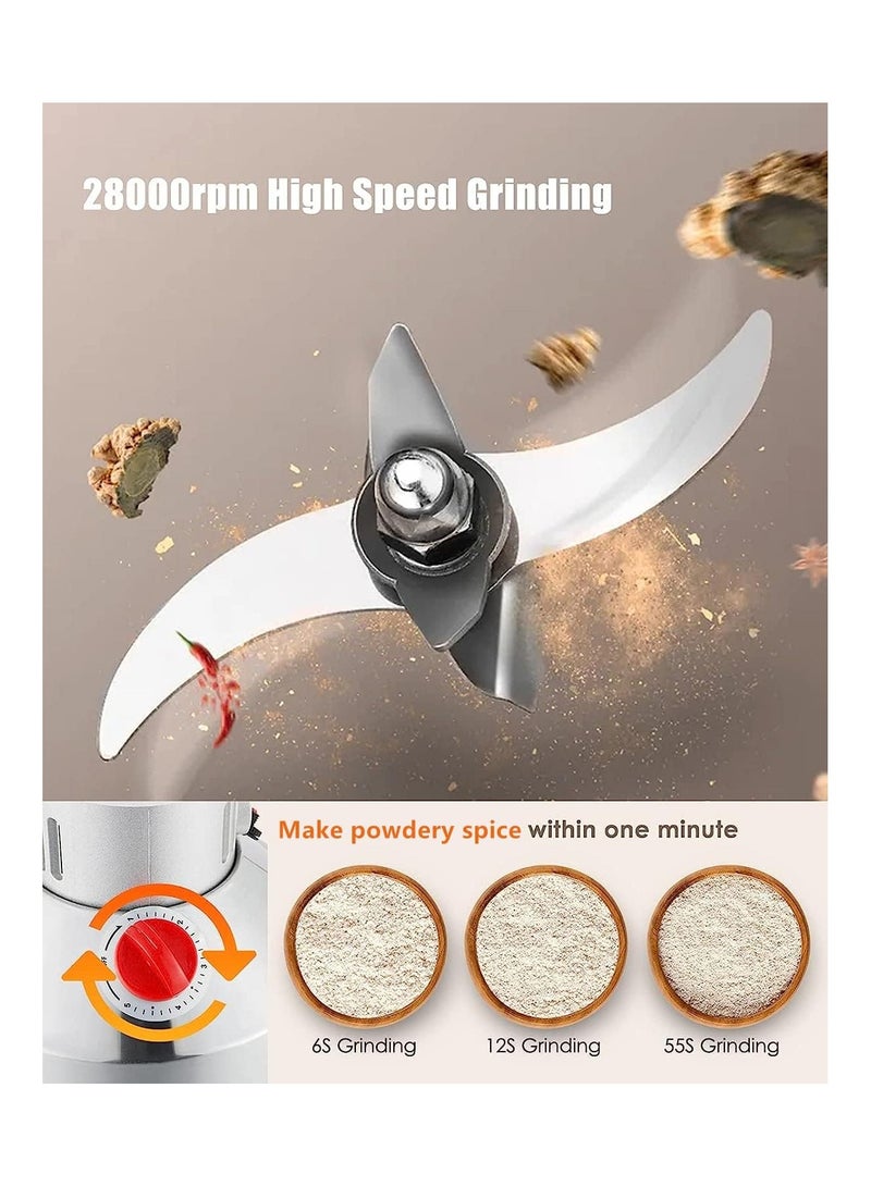 Grain Mill Grinder150g ,High Speed Electric Stainless Steel Pulverizer | Multi-Purpose Powder Machine for Cereals, Corn, Flour, Dry Spices, Herbs, Grains, Coffee, Rice, Pepper