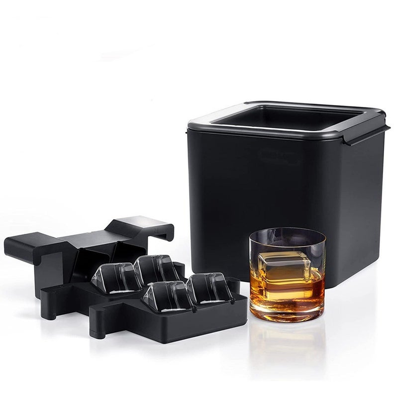 Crystal Skull Silicone Ice Mold for Whiskey Four hole square plastic shell color box