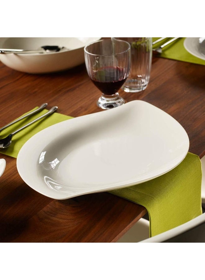 New Cottage Special Serve and Salad Shallow Bowl, 34 cm, Premium Porcelain, White