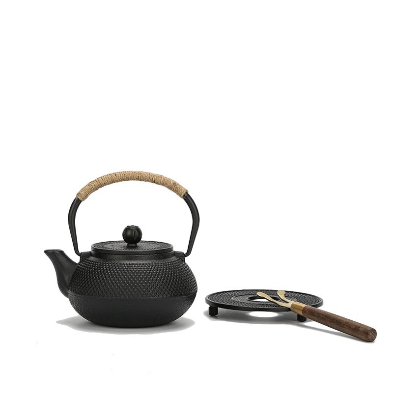 Japanese Cast Iron Teapot Set 0.9 Xiaoding + Pot Pad Pot Fork