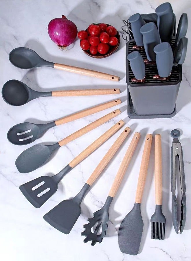 19-Piece Knife and Kitchenware Set Cookware Tools Spoons and Knifes Set Grey