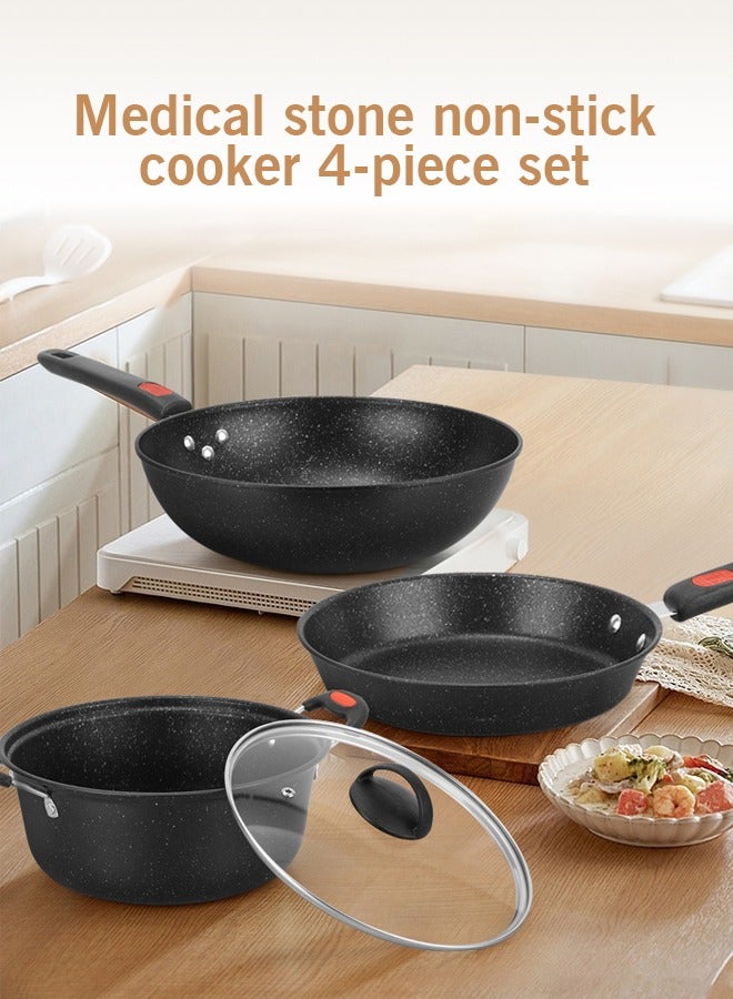 Cooking Set Non Stick Pots and Pans Set Induction Cookware Set Stackable Kitchen Cookware Pans for Cooking