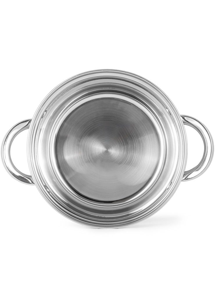 Stockpot with Glass Lid 16x10.5cm / 2.1 Liter with Measuring Mark, Stainless Steel Stockpot Felina Series