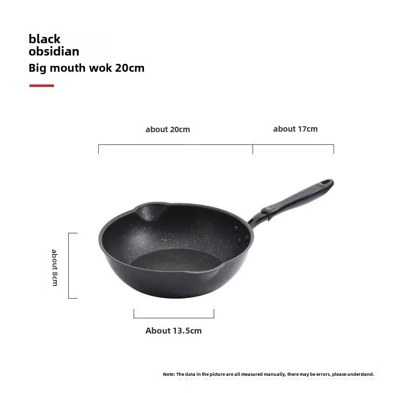 Non-Stick Maifan Stone Wok Home Use 20cm black wok (without lid)