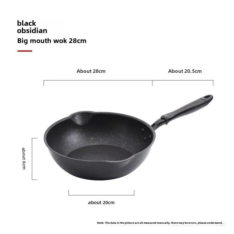 Non-Stick Maifan Stone Wok Home Use 28cm black wok (without lid)