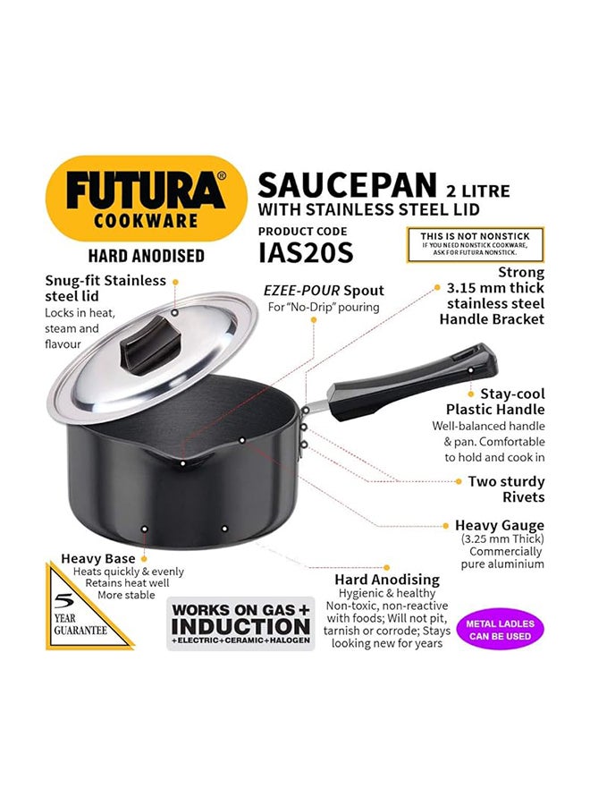 Hawkins Futura HA Ezee-Pour Saucepan with SS Lid 2 Ltr Ind.