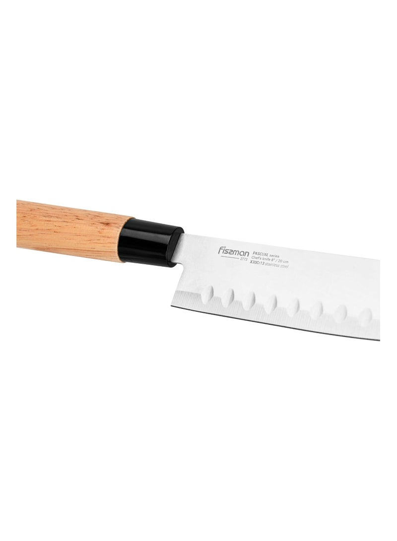 6-Piece Kitchen Knife Set with Wooden Block, Stainless Steel  Pascual Series Chef Knife, Slicing Knife, Bread Knife, Utility Knife, Paring Knife