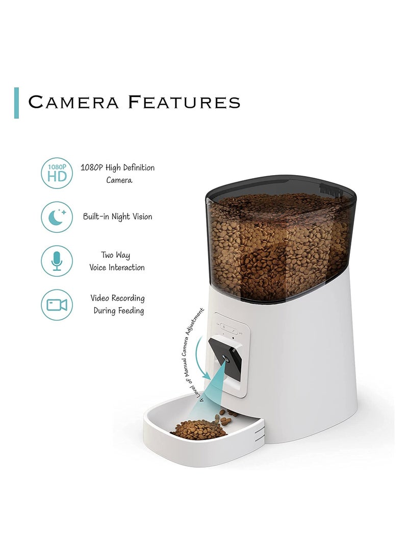 6L Automatic Feeder for Cats and Dogs, Wi-Fi Smart Pet Feeder Voice Recorder Pet Feeder Portion Control Cat Feeder App-Controlled Feeder Scheduled Pet Feeder Smart Feeder Up to 15 Meals per Day