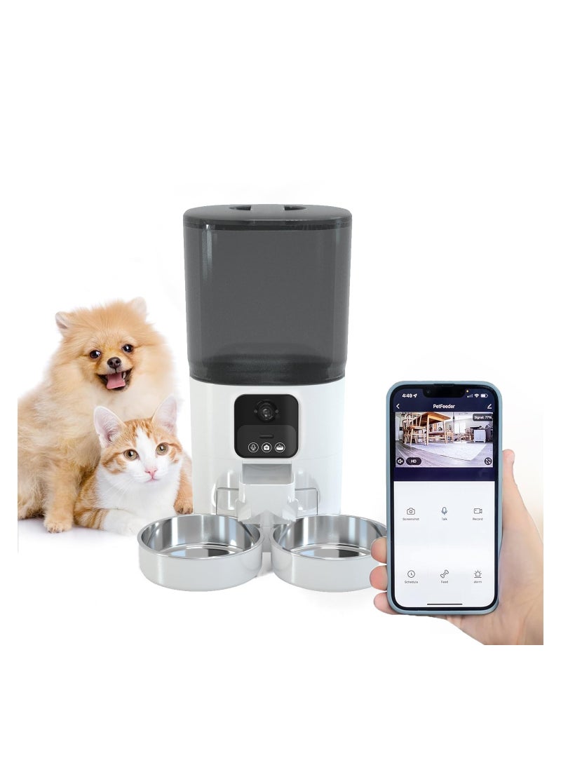 6L Automatic Feeder for Cats and Dogs, Wi-Fi Smart Pet Feeder Voice Recorder Pet Feeder Portion Control Cat Feeder App-Controlled Feeder Scheduled Pet Feeder Smart Feeder Up to 15 Meals per Day