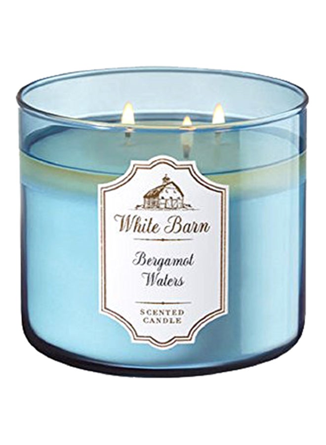 3-Wick Scented Candle In Bergamot Waters Blue/Clear