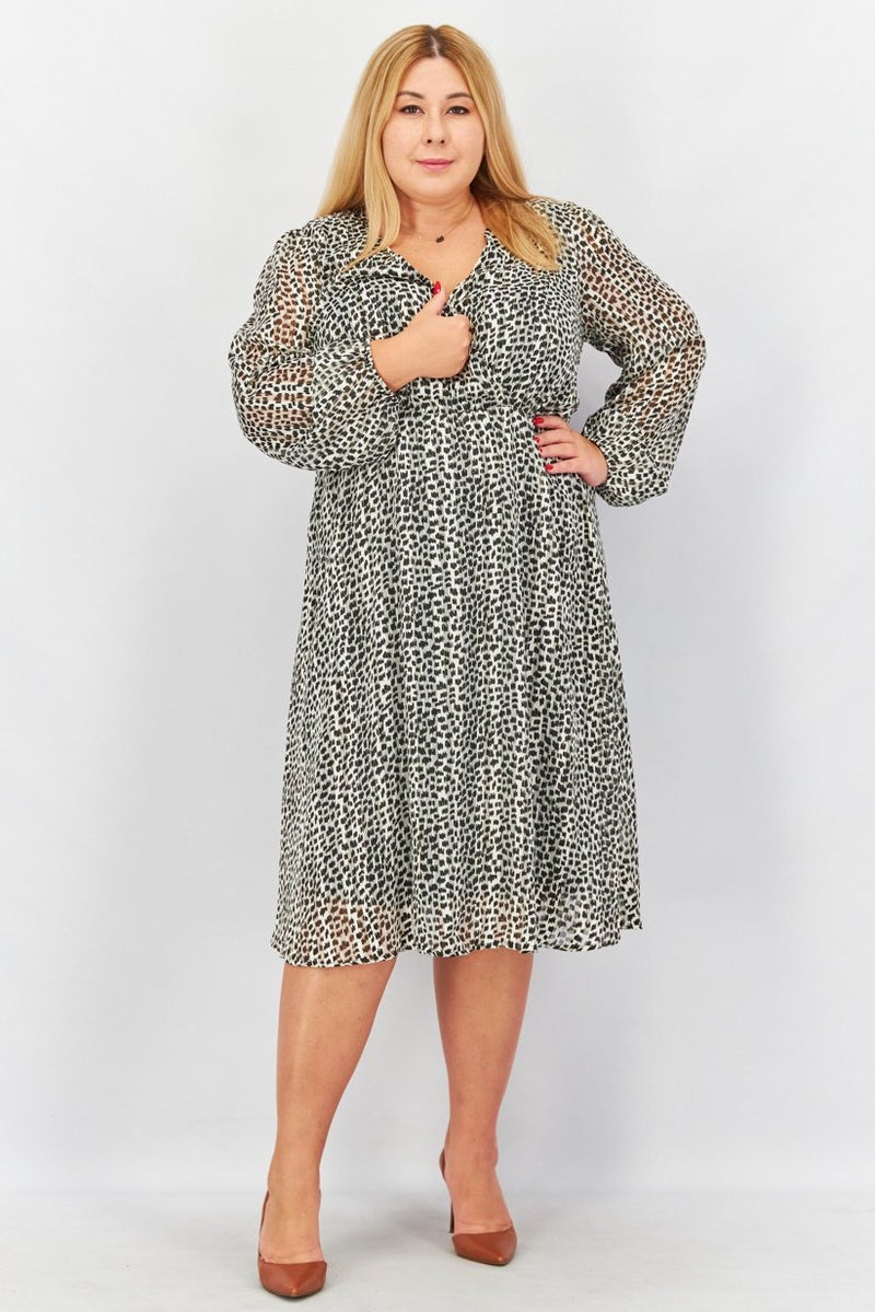 Women Animal Print Midi Dress, Multicolor