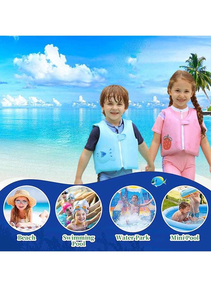 Kids Swim Vest Toddler Floaties for 2-6 Year Girls and Boys Swimming Arm Band Pool Float Vest with Water Wings and Shoulder Strap for Children