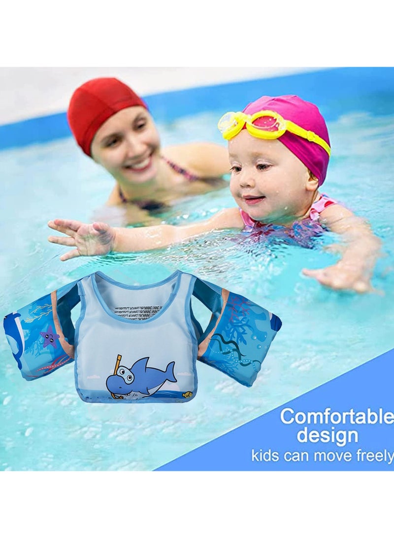 Toddler Swim Vest for Kids, Cartoon Swimming Water Wings Pool Float Vests Sleeves Shoulder Straps Arm Band Swim Arm Floaties 13-30lbs