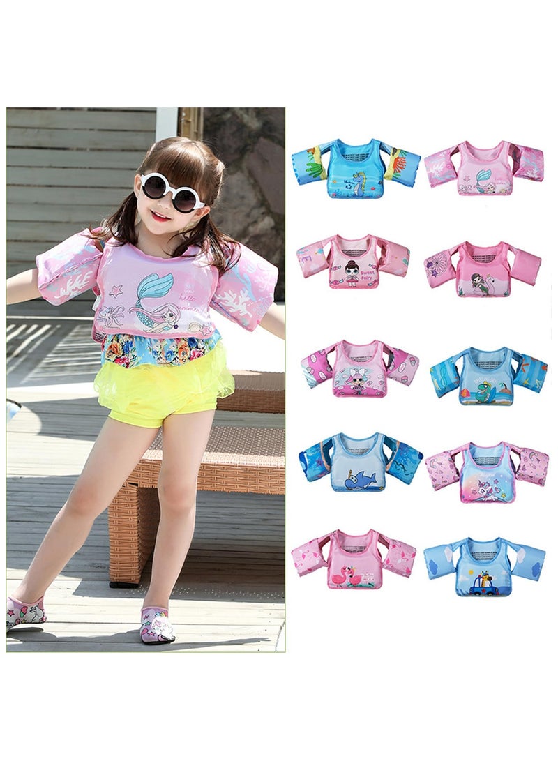 Toddler Swim Vest for Kids, Cartoon Swimming Water Wings Pool Float Vests Sleeves Shoulder Straps Arm Band Swim Arm Floaties 13-30lbs