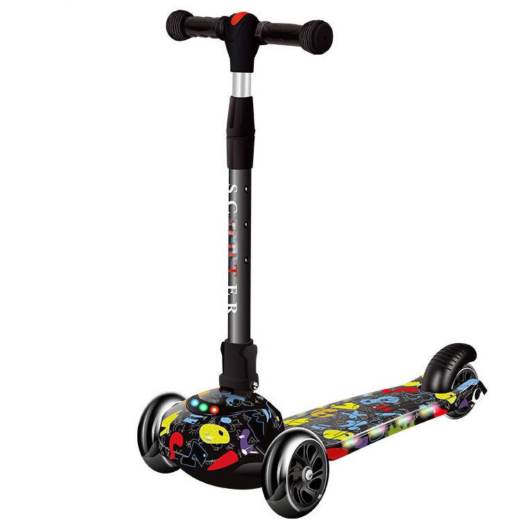 3-in-1 Kids Scooter for Ages 1-12 A Graffiti Strange Flash Wheel