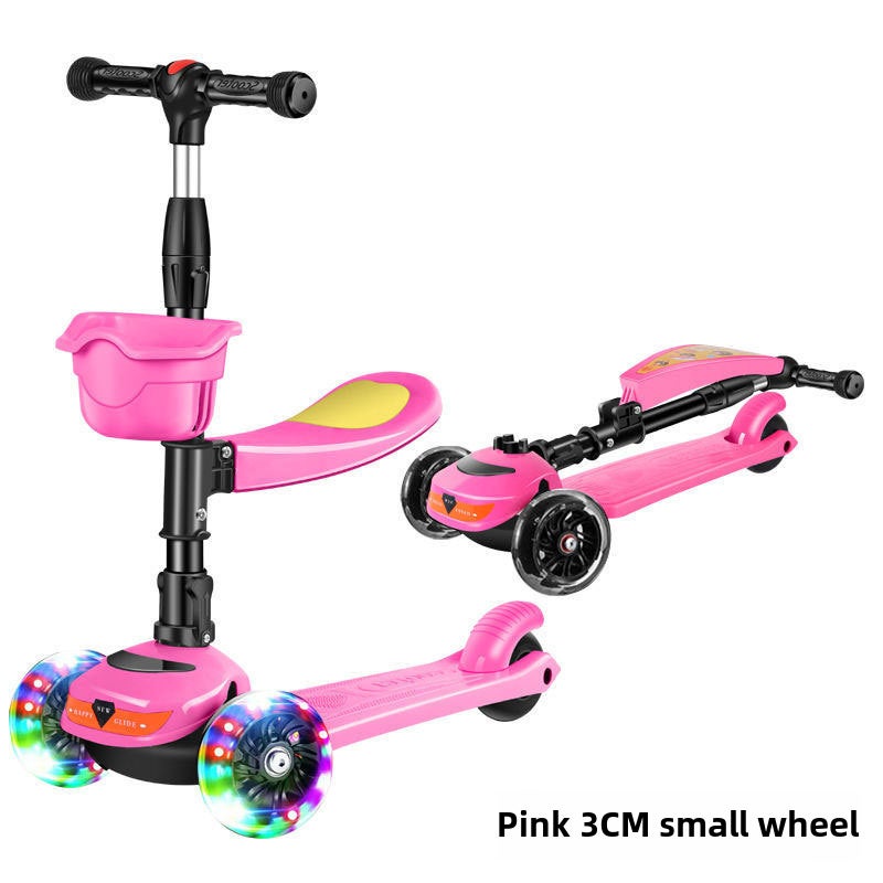 3-in-1 Kids Scooter for Ages 1-12 B Cherry Blossom Flash Wheel + Seat