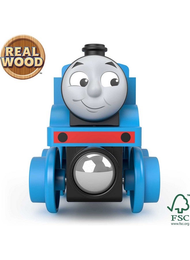 Wooden Railway Toy Train Thomas Push-Along Wood Engine For Toddlers & Preschool Kids Ages 2+ Years