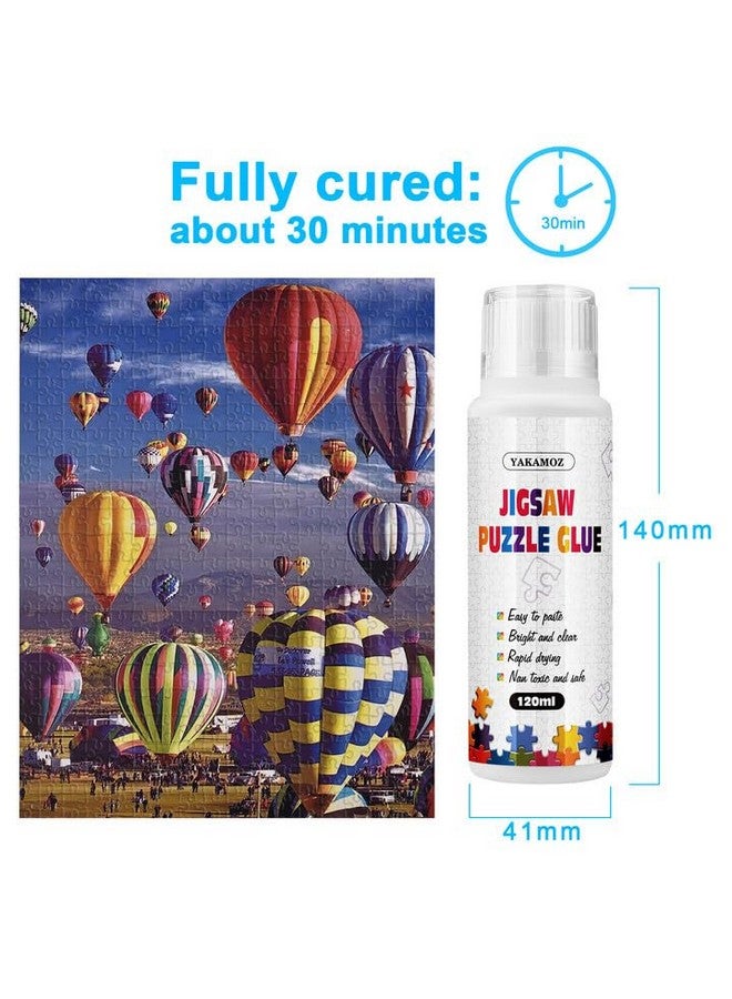 Updated Jigsaw Puzzle Glue With New Sponge Head For Adults And Children Clear Water-Soluble Special Craft Puzzle Glue Quick Dry For 1000/1500/3000 Pieces Of Puzzle,120Ml