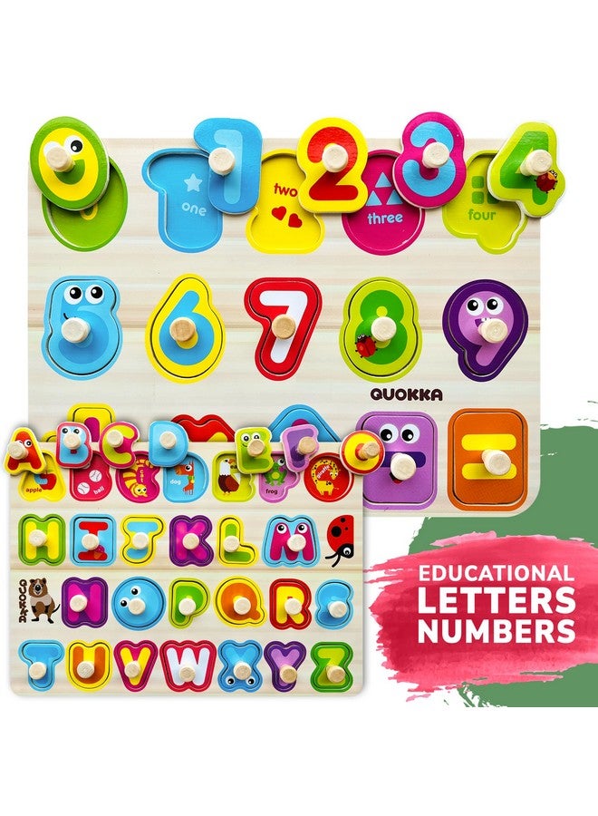 Wooden Puzzles For Toddlers 1-3 - 6Xset Toddler Puzzles Ages 2-4 With Rack - Learning Alphabet, Numbers And Animals Toy Puzzles For Toddlers 3-5 - Wood Games Gift For Boys And Girls