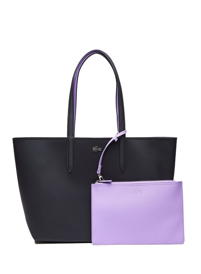 Women's Anna Large Capacity Reversible Two-color Handbag, Shoulder Bag Black/Taro Purple