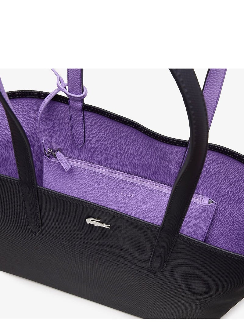 Women's Anna Large Capacity Reversible Two-color Handbag, Shoulder Bag Black/Taro Purple