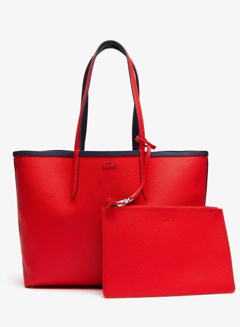 Lacoste Women's Anna Reversible Bicolour Tote Bag Black and red, NF2142AA Shopping Bag for Women