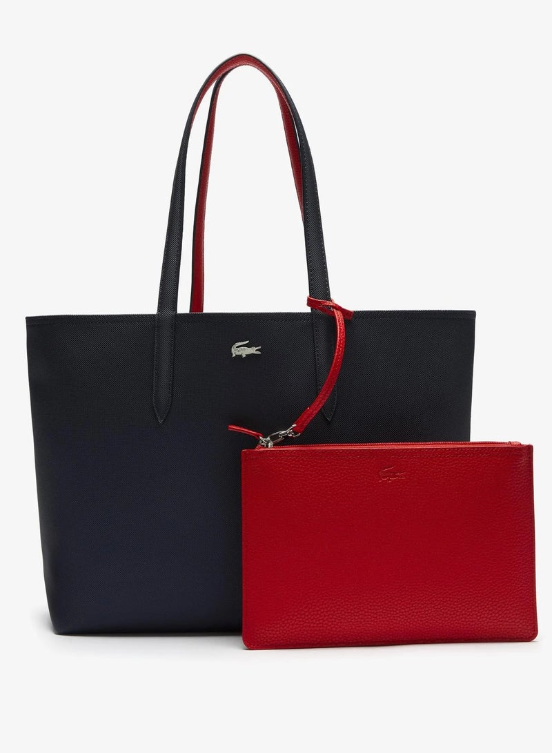 Lacoste Women's Anna Reversible Bicolour Tote Bag Black and red, NF2142AA Shopping Bag for Women