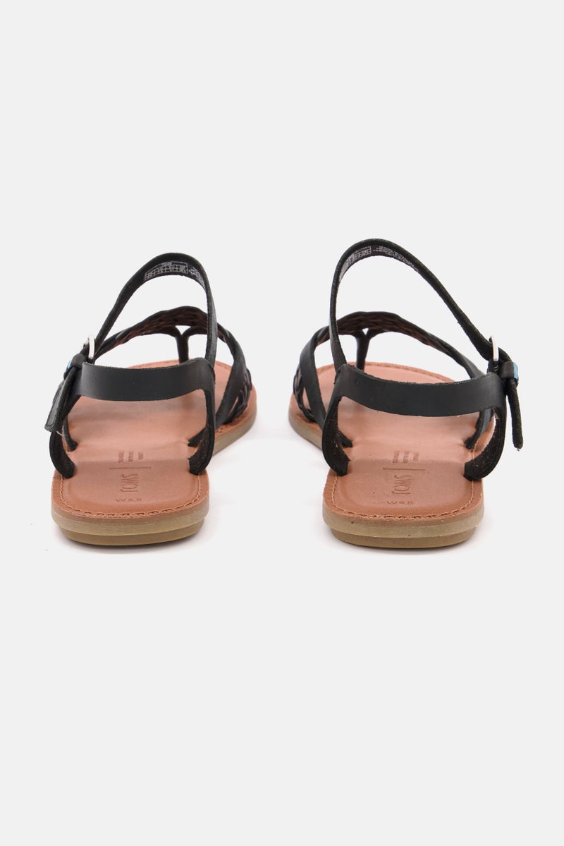 Women Lexie Leather Braid Flat Sandals, Black