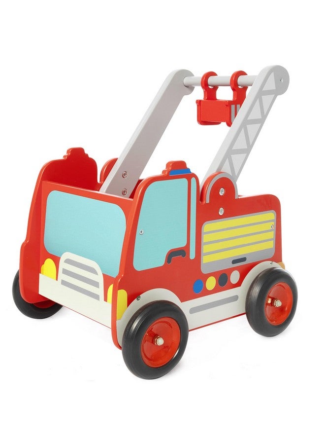 Wooden Baby Walker, Baby Push Walker, Learning Walker Push Toy For Toddlers 1-3 Year Old Boys And Girls, Fire Truck Walker With Wheels