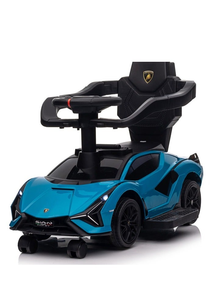 Lamborghini Ride on Push Car Walking Toy Stroller with USB Port-Blue