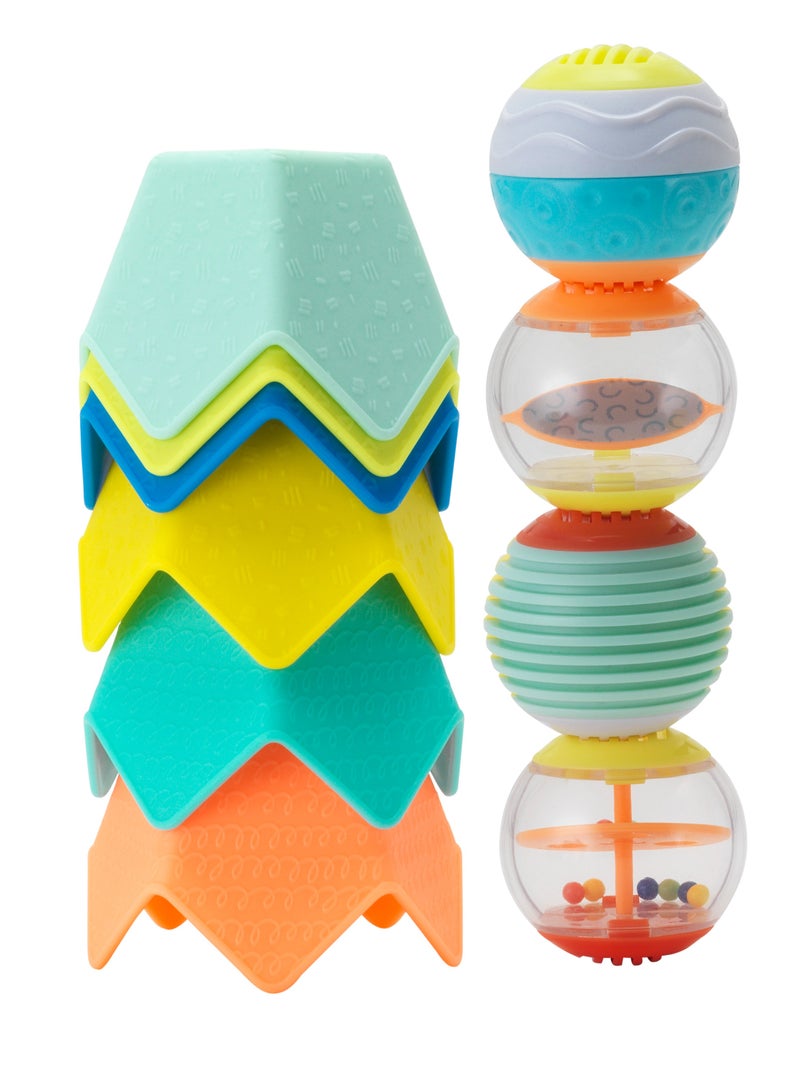 Sensory Stacking Cups And Activity Ball Set For Baby Suitable For 0 Months And Above