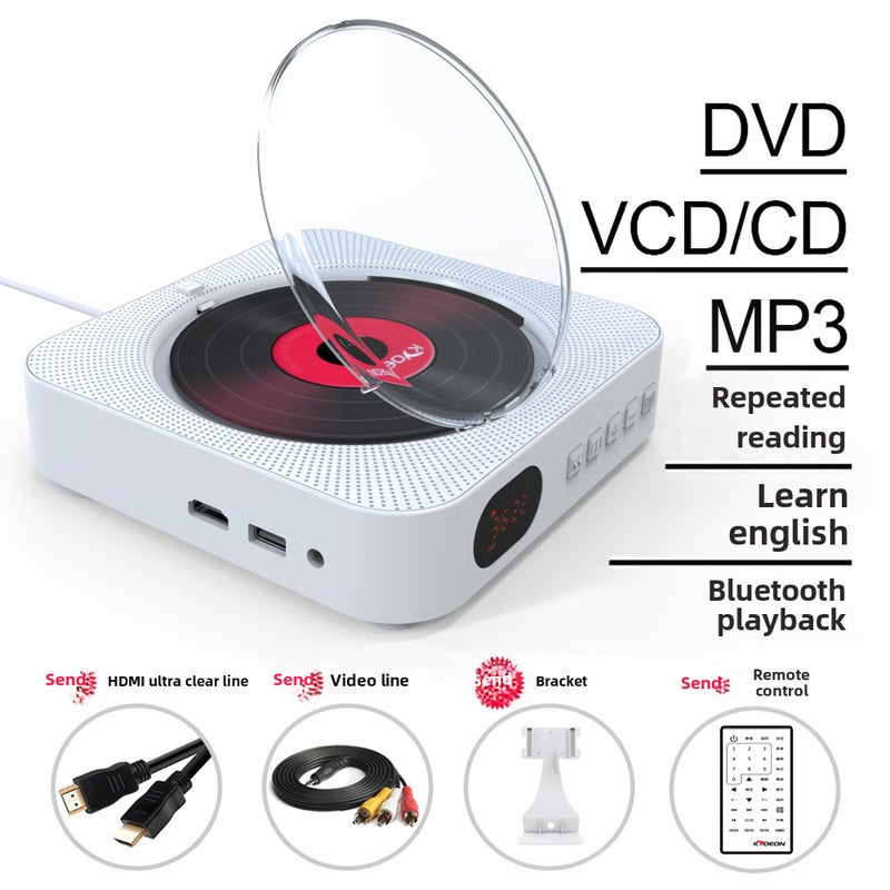 Portable Bluetooth DVD CD Player Rechargeable Mini Sound System DVD White