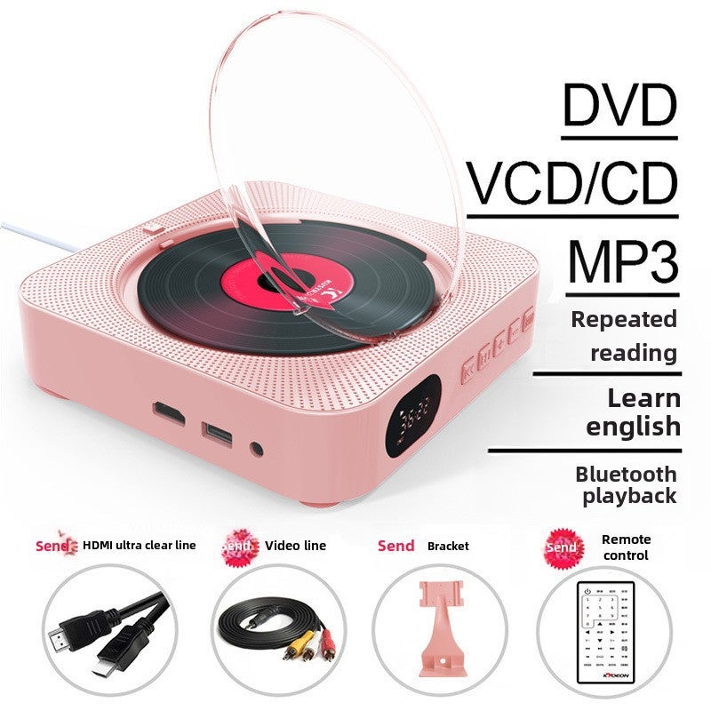 Portable Bluetooth DVD CD Player Rechargeable Mini Sound System DVD coral powder