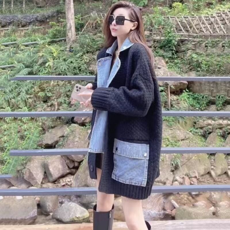 2022 Autumn Lazy Style Knit Sweater Pure black