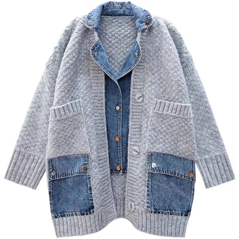 2022 Autumn Lazy Style Knit Sweater Light gray