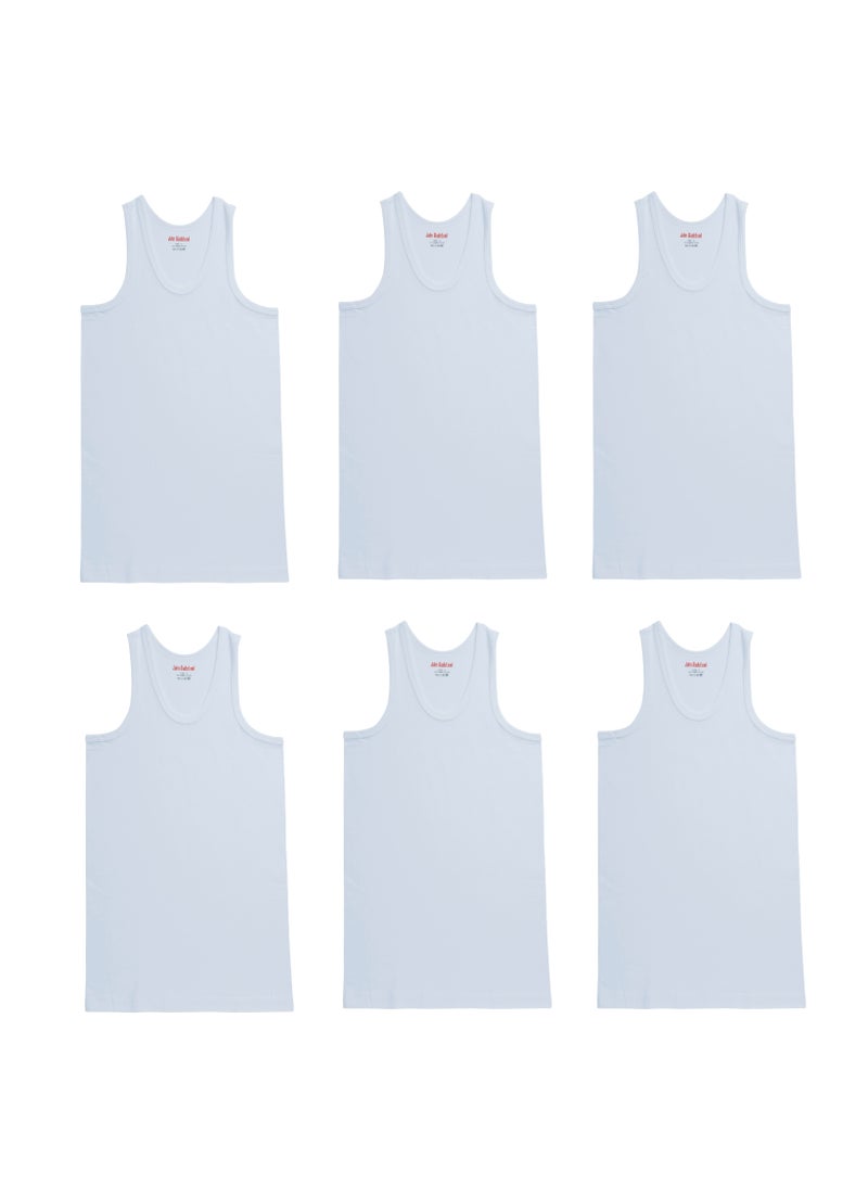 John Gladstone Mens Inner Vest UN White pack of 6