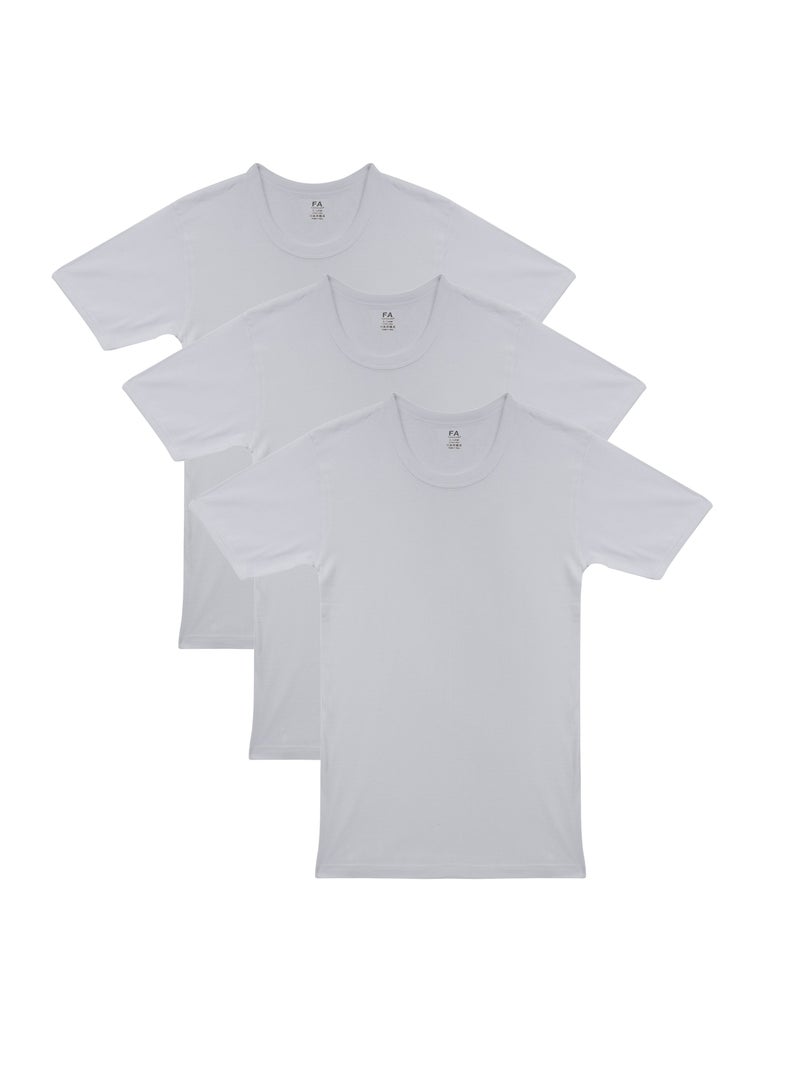 FA Fashion Academy Mens Rib Inner T-Shirt White Pack of 3