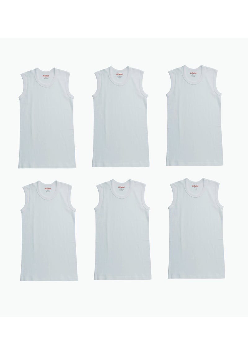 John Gladstone Mens Muscle Inner T-Shirt RN White pack of 6