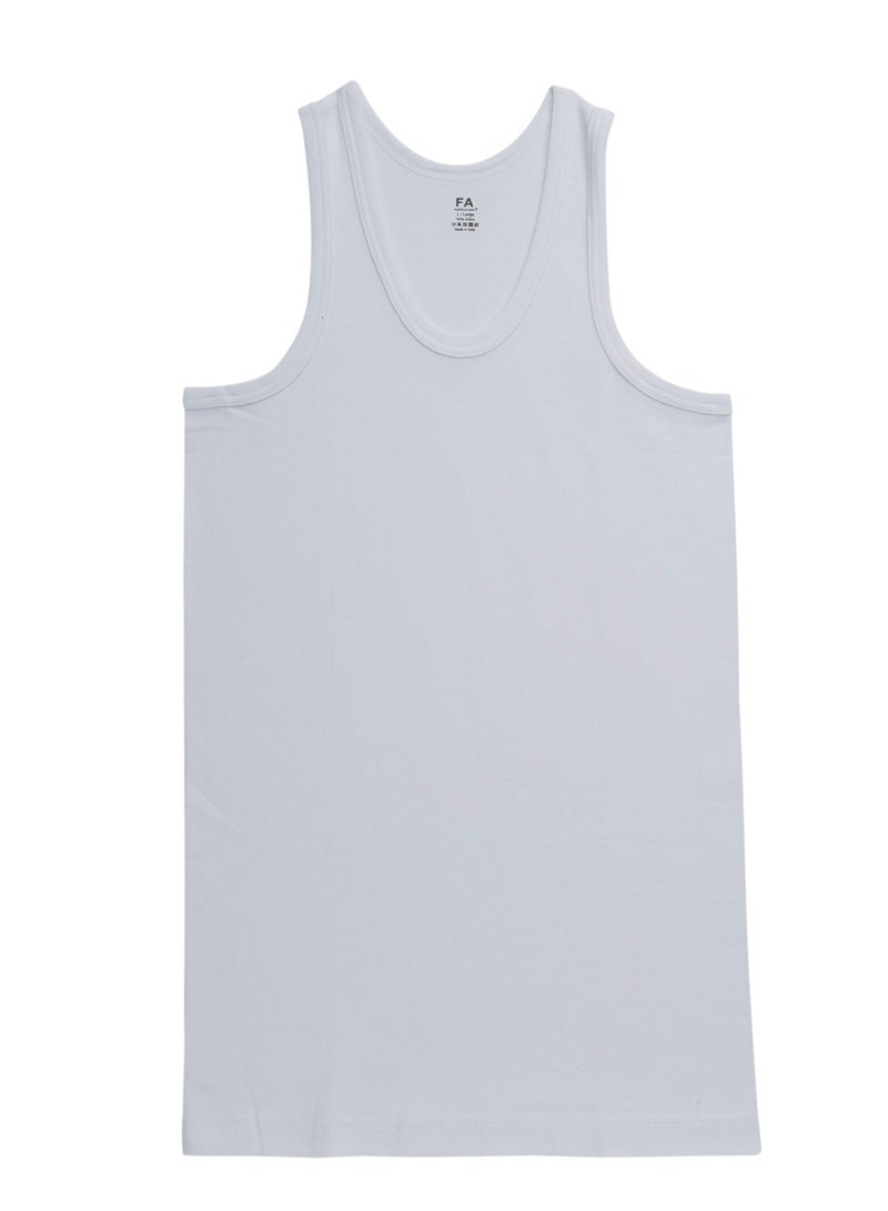 FA Fashion Academy Mens Rib Inner Inner Vest White Pack of 3