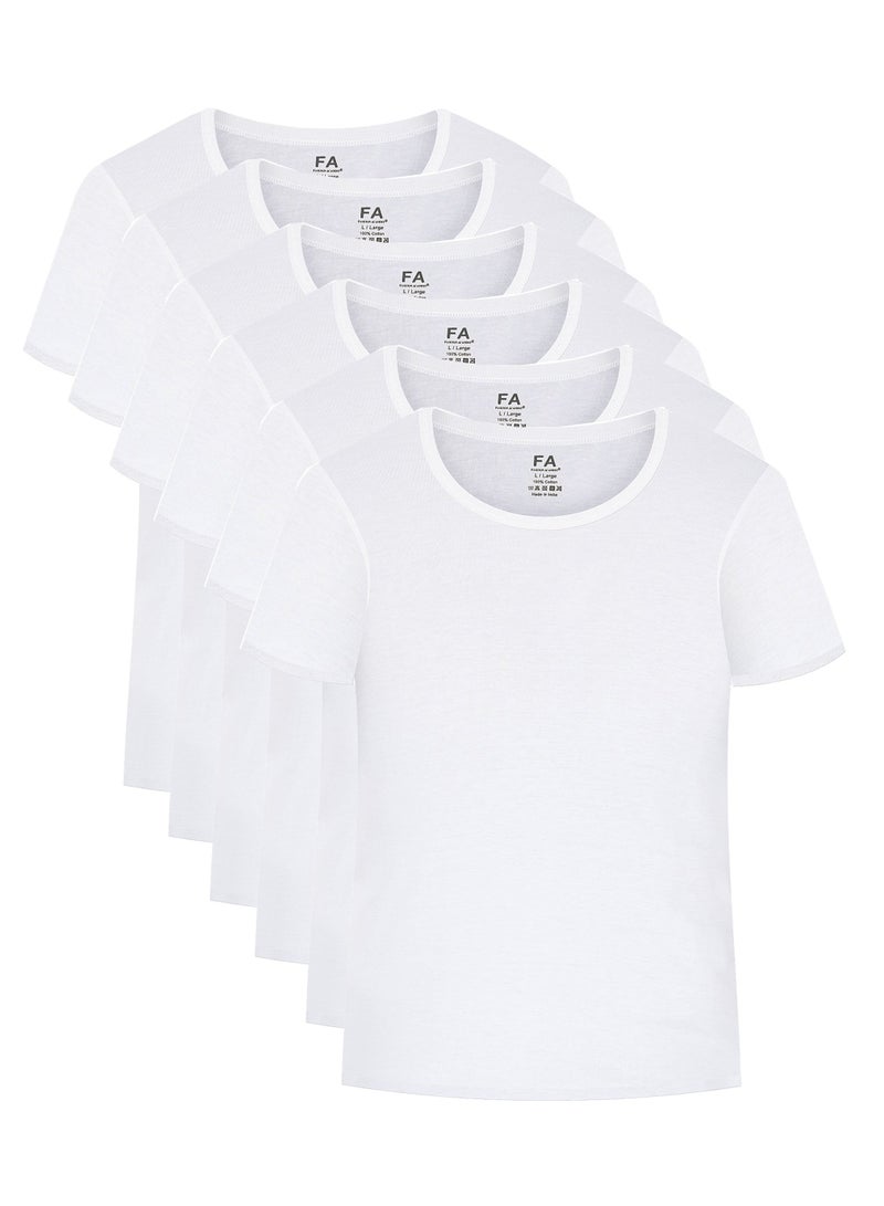 FA Fashion Academy Mens Inner T-Shirt White Promo Pack of 6