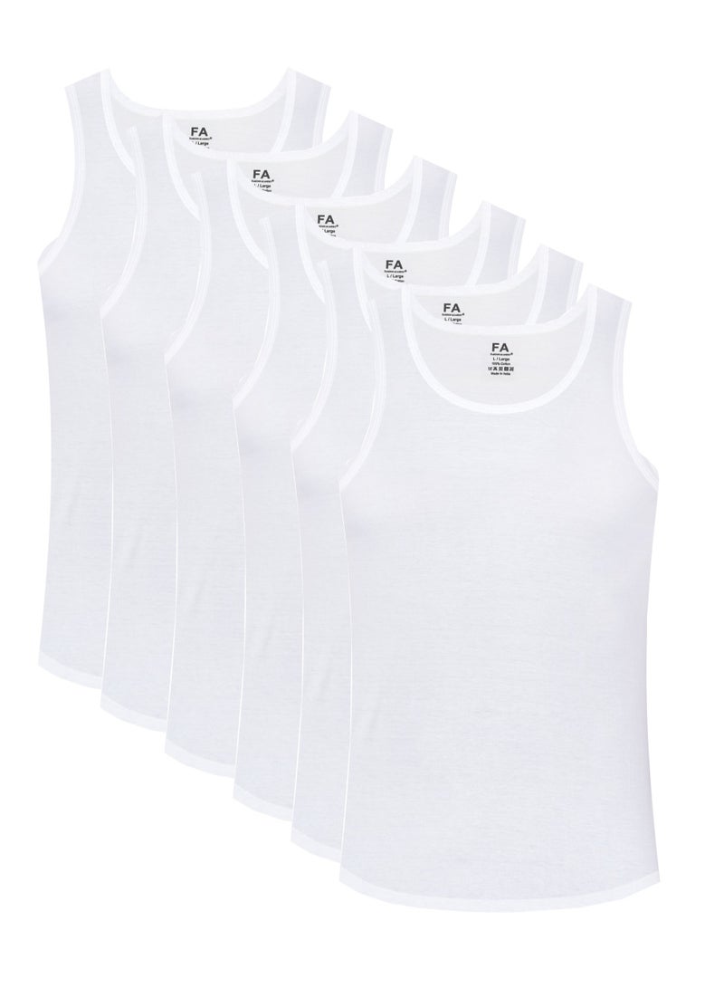 FA Fashion Academy Mens Inner Vest White Promo Pack of 6