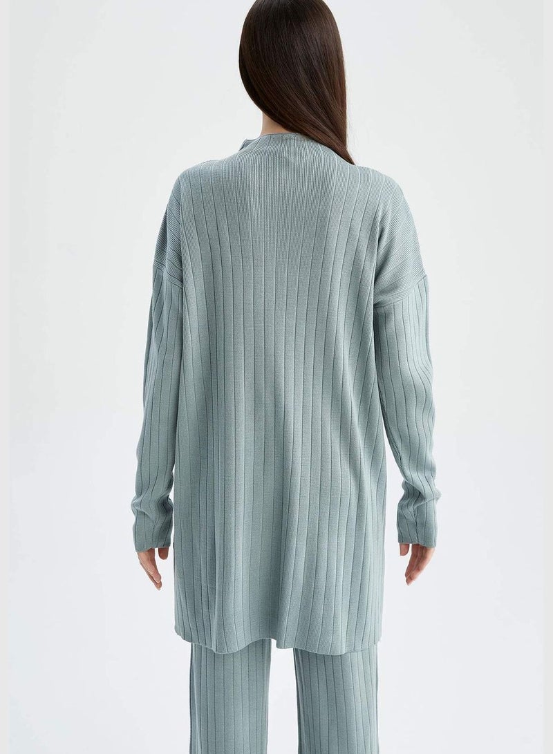 Woman Regular Comfort Fit Crew Neck Long Sleeve Tricot Tunic